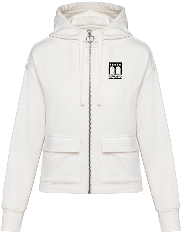 Felpa donna con zip e cappuccio ecosostenibile French Terry