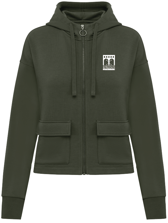Felpa donna con zip e cappuccio ecosostenibile French Terry